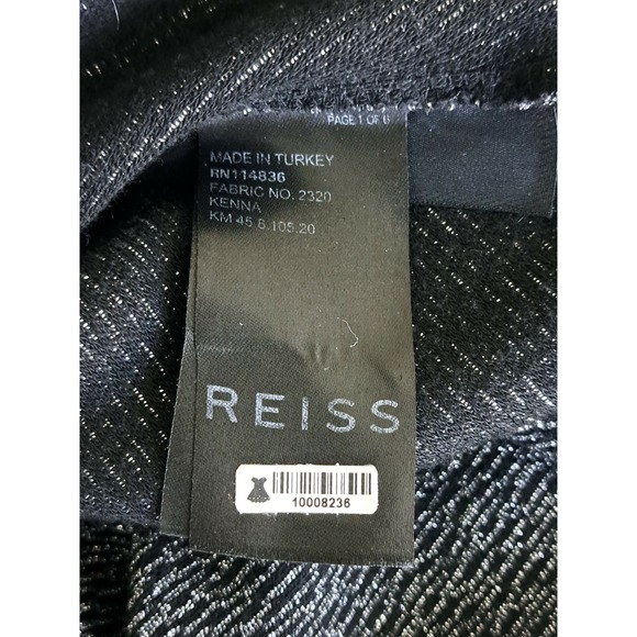Reiss Long Sleeve Open Back Shimmer Top-Black-Multi Small - Picture 6 of 6